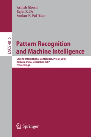 Pattern Recognition And Machine Intelligence Springerlink
