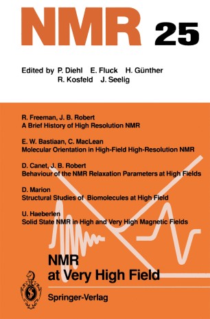 Nmr At Very High Field Springerlink