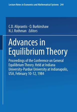 Advances In Equilibrium Theory Springerlink