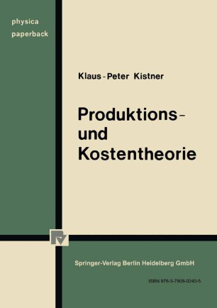 Produktions Und Kostentheorie Springerlink - 