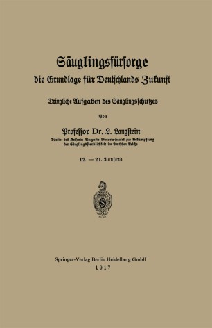 Sauglingsfursorge Die Grundlage Fur Deutschlands Zukunft Springerlink