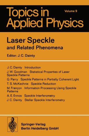 Laser Speckle And Related Phenomena Springerlink