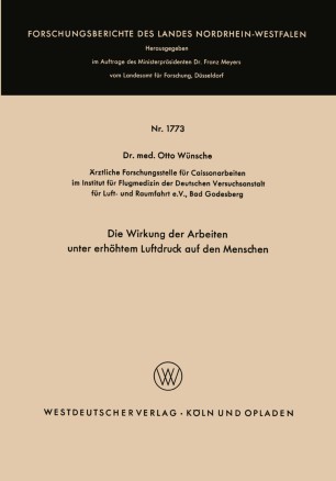 Die Wirkung Der Arbeiten Unter Erhohtem Luftdruck Auf Den Menschen Springerlink