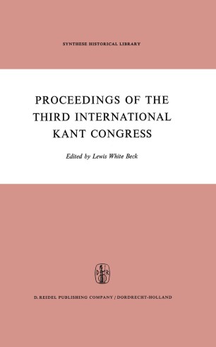 Proceedings Of The Third International Kant Congress Springerlink