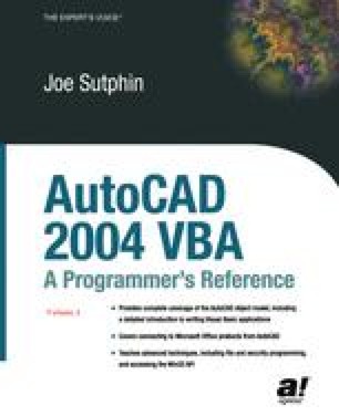 AutoCAD 2004 VBA: A Programmers Reference