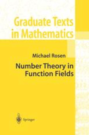 Number Theory in Function Fields | SpringerLink