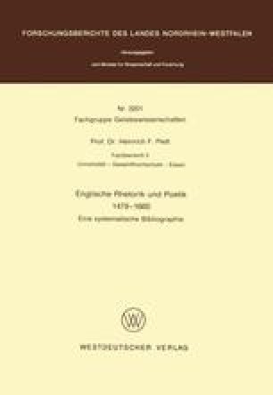 Sekundarliteratur Zur Geschichte Der Rhetorik Und Poetik Springerlink