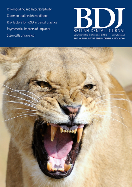 WILDLIFE SERIES: AFRICAN LIONESS The cover images in volume 213 of the journal all feature mouths and teeth from different members of the animal kingdom. An African lioness roars on this issues cover. While a lioness such as this one has very sharp teeth, prey are usually killed by strangulation. Altogether, lions have 30 teeth: four canines used to hold and puncture, four carnassial teeth to cut tough skin and meat, and the remainder are conical for cutting and tearing. Photograph by Sharif Islam www.slickpic.com/u/AlphaWhiskey