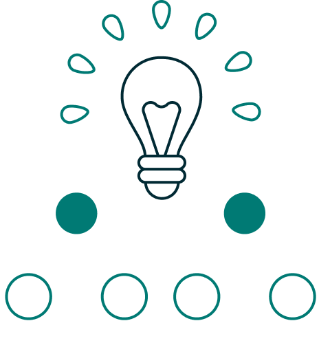 A glowing light bulb above a row of circles, representing inclusive thinking and the power of diverse ideas.