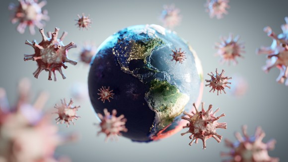 Virus surrounding the world.
