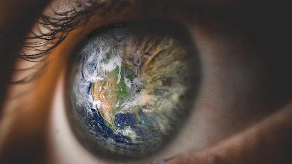 Picture of eye with reflection of earth 