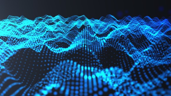 Digital blue waves against a dark background 