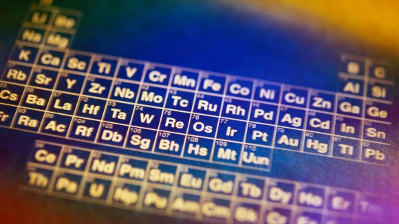 Stylised periodic table on blue background