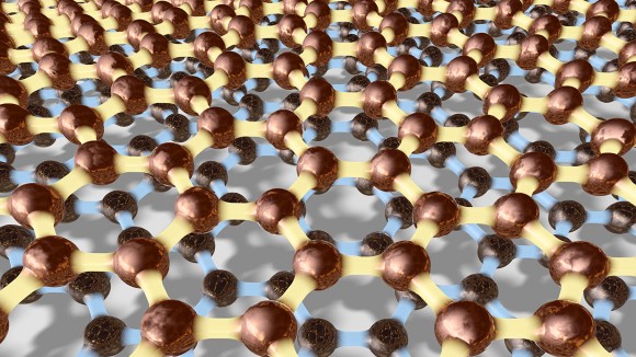 Layered sheets of atoms in a hexagonal arrangement