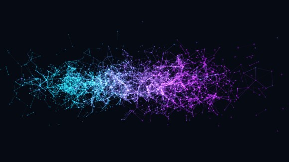 Abstract vector illustration of a network consisting of blue and purple lines