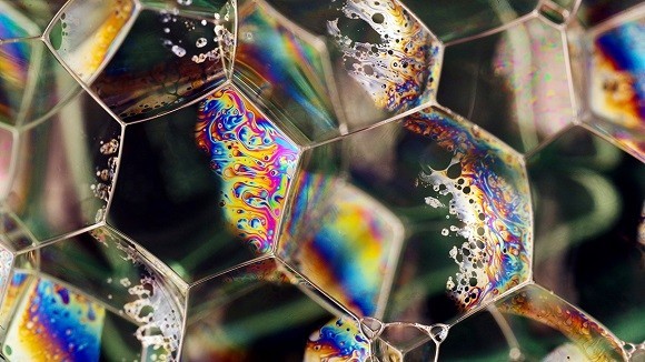 image of honeycomb soap bubble 