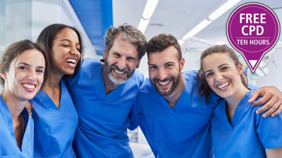 Cheerful dental team members