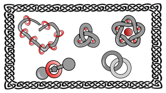 Grey and red interlocked molecules