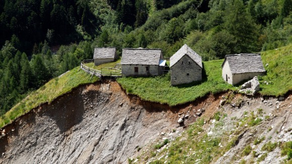 Mountain landslide and erosion