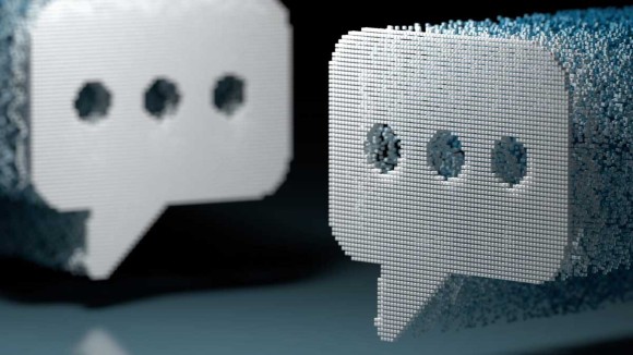 Speech ballons made of small particles.