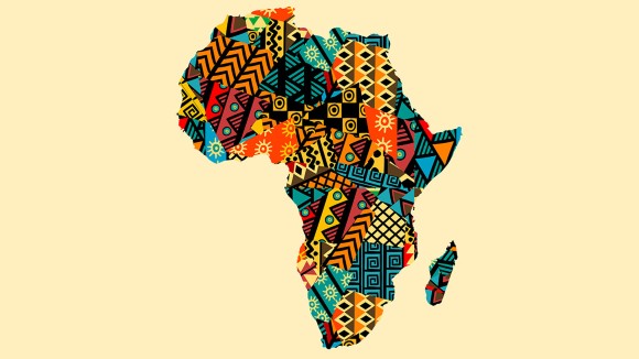 Africa map with ethnic motifs pattern stock illustration