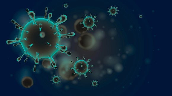 Coronavirus concept design on blue background.