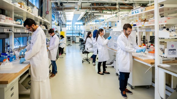 Khalifa university staff working within a lab