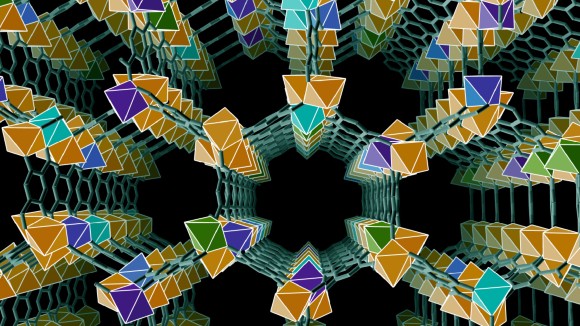 A colorful artistic impression of a metal-organic framework