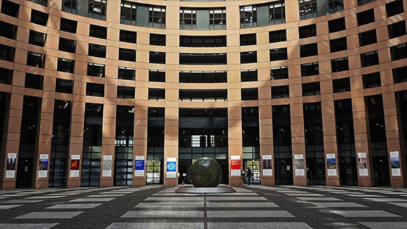 Exterior of the European Parliament building entrance
