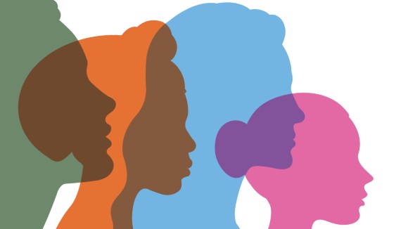 colorful silhouettes of women and girls 