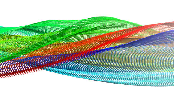 Zoom-in of a fibril structure with different colors.