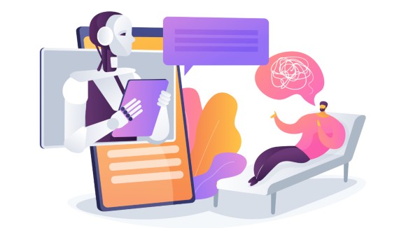 AI Mental Health Chatbot abstract concept vector illustration