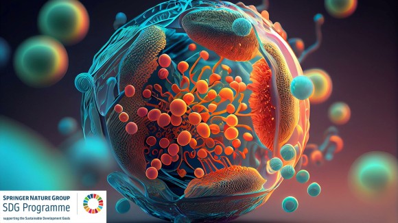 Generative AI 3D illustration of lipid nanoparticle siRNA delivery system