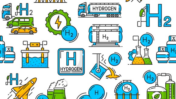 Hydrogen industrial seamless pattern background stock illustration