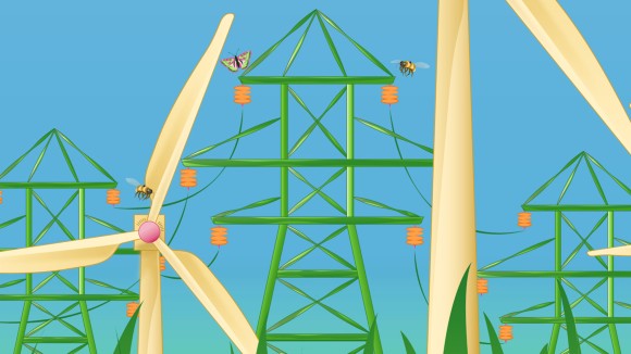 The image illustrates how intelligent power systems and sustainable energy technologies are driving the transition towards net-zero emissions, building a greener world.