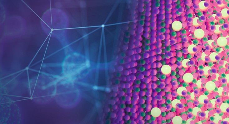 Atomic-scale materials lattice with multiple elements, together with a network structure.