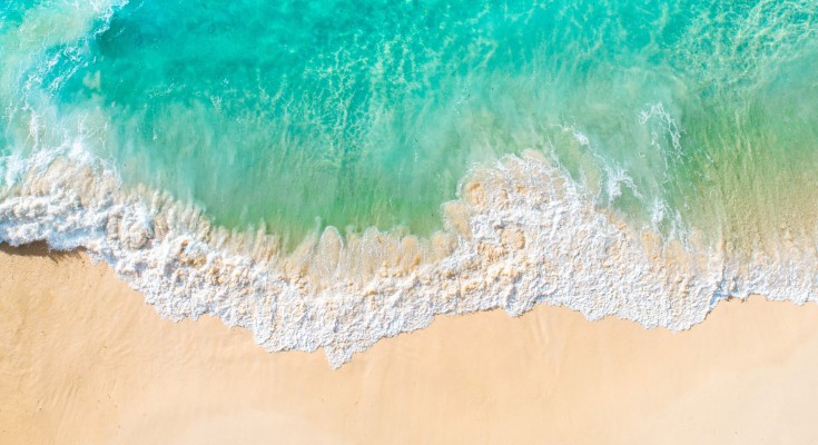 Beautiful aerial view of Nusa Penida Island and tropical beach