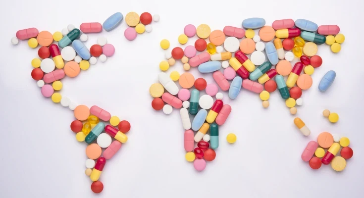 World made of medicine tablets