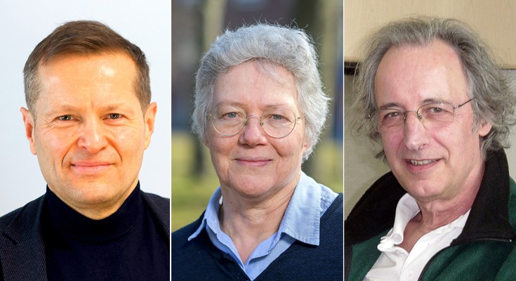 A composite image showing Ferenc Krausz, Anne L’Huillier and Pierre Agostini