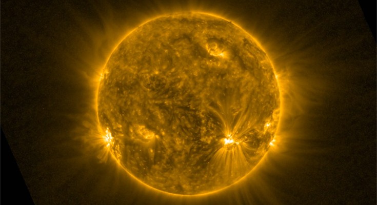 An image of the sun showing plasma moving across the surface