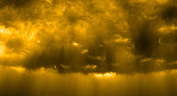 The Sun’s south pole as seen by the ESA/NASA Solar Orbiter spacecraft.