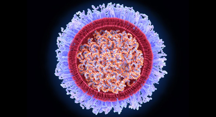 A computer illustration of a Covid-19 RNA vaccine