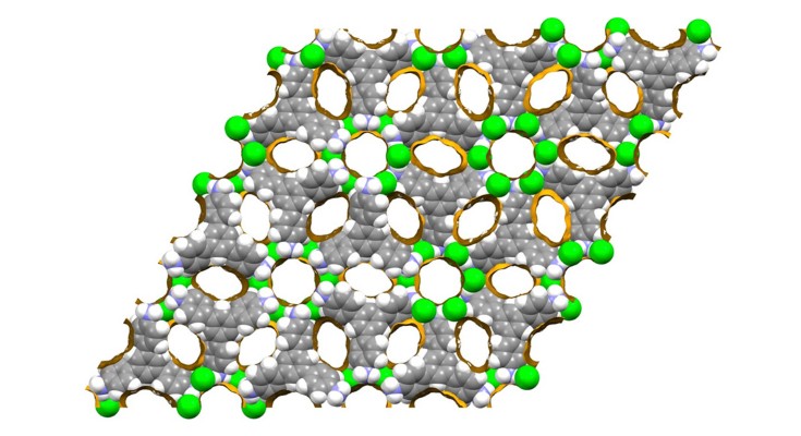 A computer simulated depiction of a non-metal organic framework material