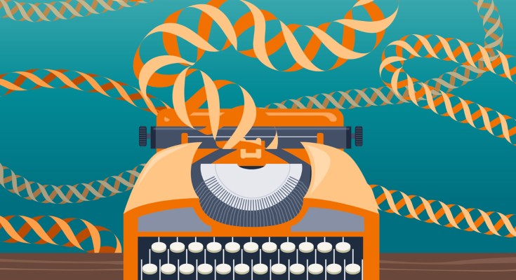 A typewriter is generating long strands of DNA 