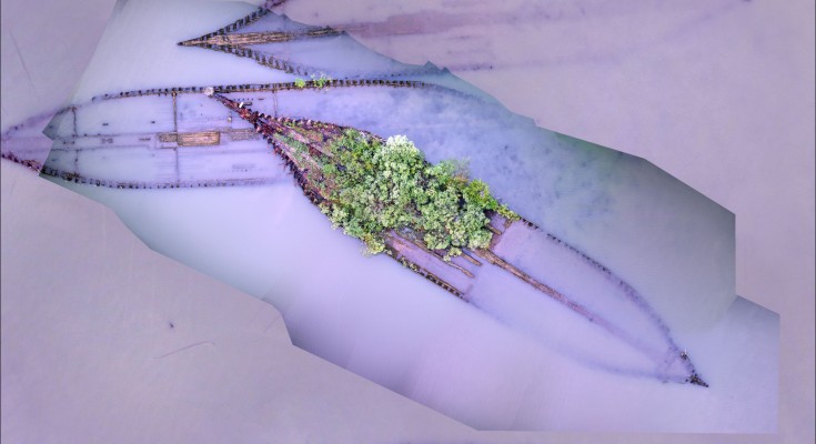 Orthomosaic of the &acirc;Benzonia&acirc; wreck generated from imagery obtained at a smaller scale. 