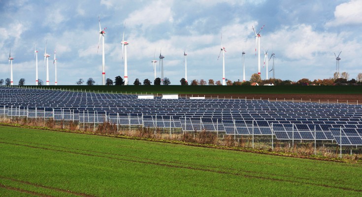solar panels and wind turbines