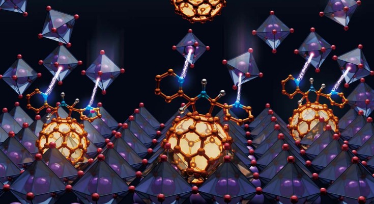 artistic image of the structure of efficient tin-based perovskite solar cells 