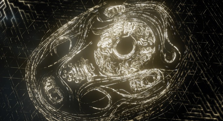 illuminated grids representing a cell