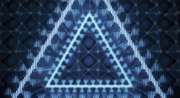 The image presents a topologically protected polariton laser formed by hybridizing both optical and excitonic excitations in a halide perovskite microcavity.