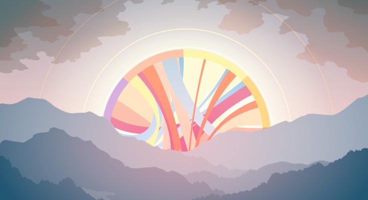 sun rising on the horizon